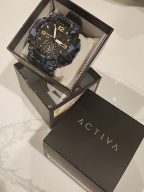 Ativa Blue Camouflage Dual-Time Sport Watch